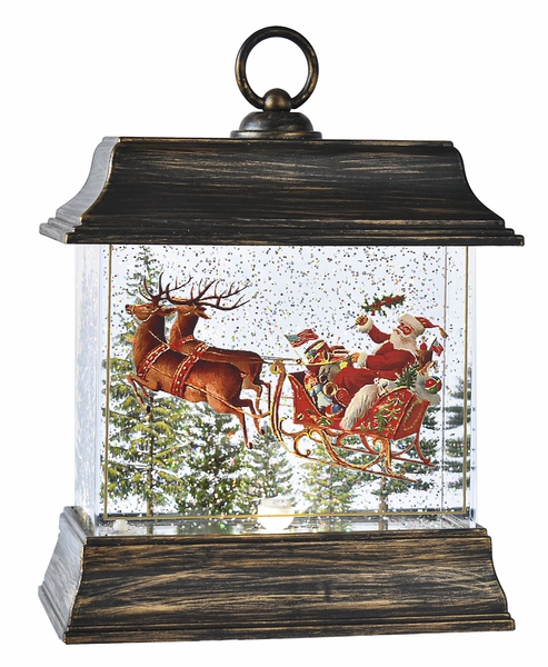 Figurines |  Led Light Up Shimmer Flying Santa Scene Lantern Christmas Décor Figurines