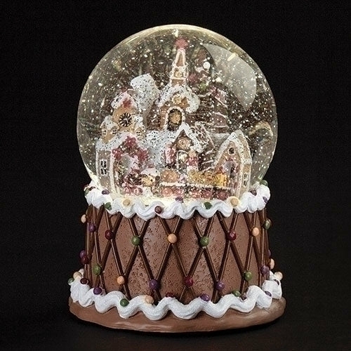 Figurines |  Led Musical Swirl Gingerbread Water Globe, 7" Christmas Décor Figurines