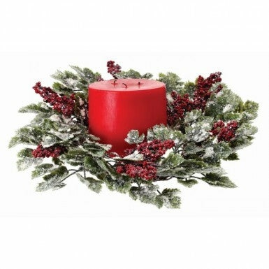 Home Décor |  16" Or 14" Grape Leaf & Berry Candle Ring Christmas Décor 14" Candle Ring