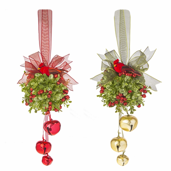 Home Décor |  Cardinal Jingle Bell Door Decor Kiss Ball (Sold Individually) Christmas Décor Home Décor