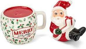 Home Décor |  "Merry And Jolly" Santa & Mug Salt & Pepper Shaker Christmas Décor Home Décor