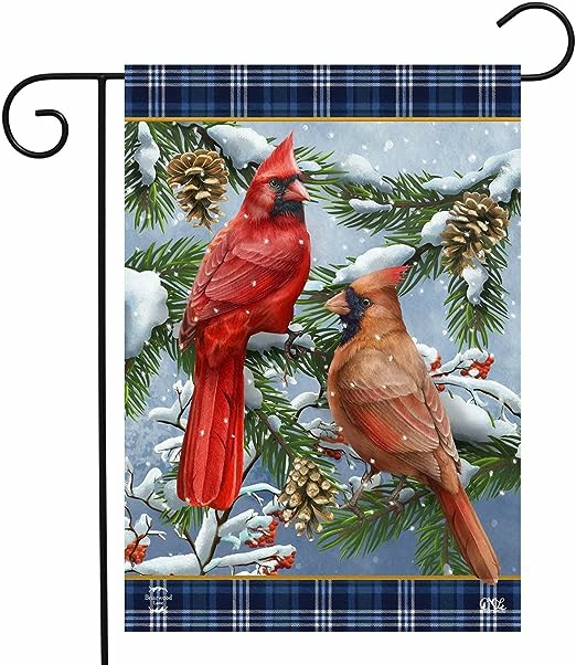 Home Décor |  Wintertime Cardinals Garden Flag (Stand Not Included) Christmas Décor Home Décor