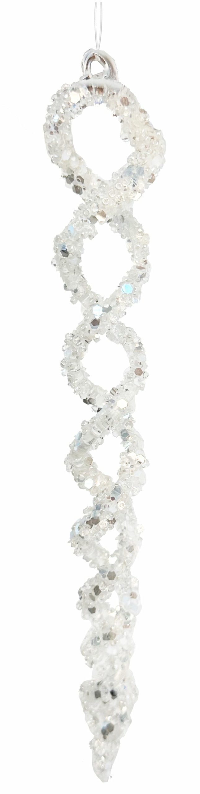 Christmas Tree Décor |  Glass Spiral Icicle White Silver 24Cm Christmas Décor Christmas Tree Décor