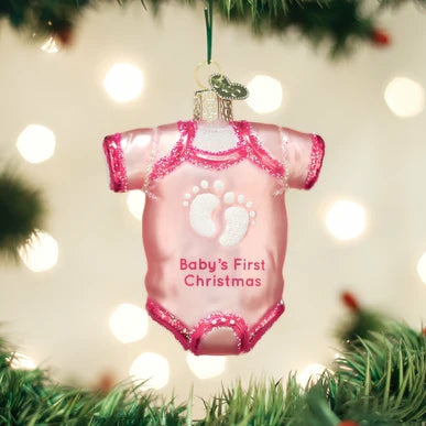 Christmas Tree Décor |  Pink Baby Girl Onesie Glass Ornament Christmas Décor Christmas Tree Décor