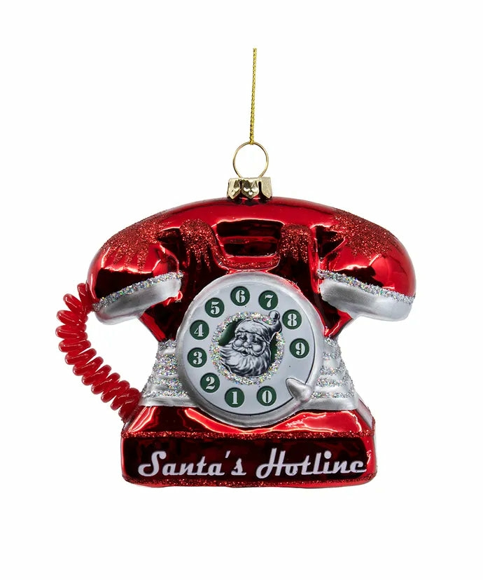 Christmas Tree Décor |  Santa’s Hotline Red Phone Glass Ornament Christmas Décor Christmas Tree Décor